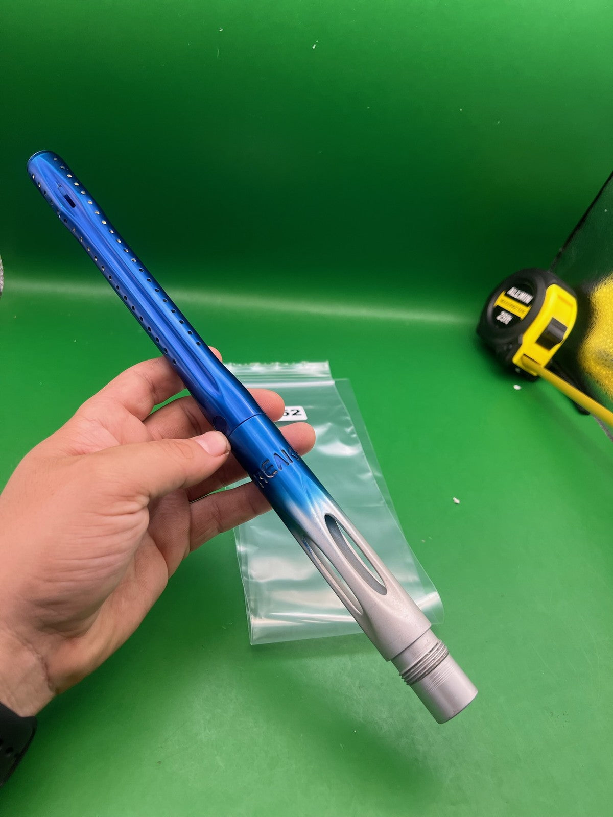 Smart Parts Freak Barrel Blue Silver Fade 14" Shocker Thread - used paintball barrel (two-piece, front/back set) - blue/silver fade