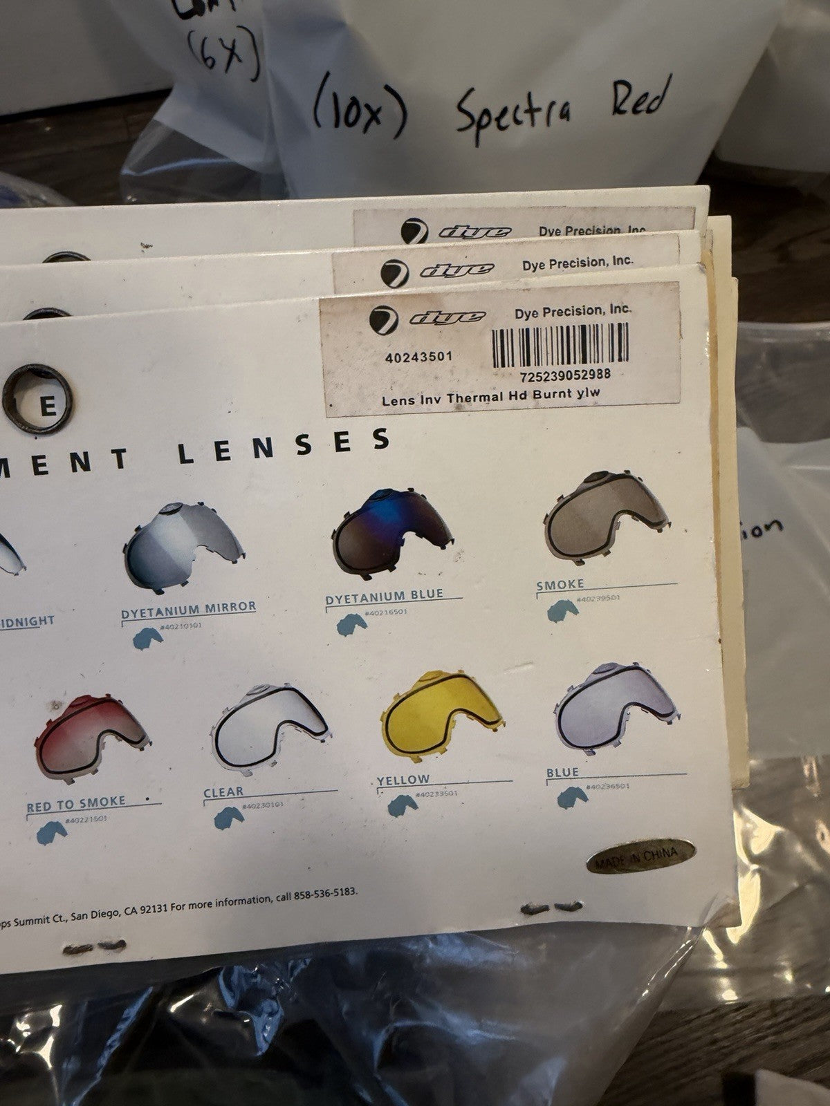 Lot Of 6 Dye Invision Thermal Burnt Lenses