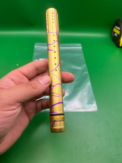 Dye Ultralite UL 14" Barrel Tip Gold/Purple Splash Dust Anodized Front