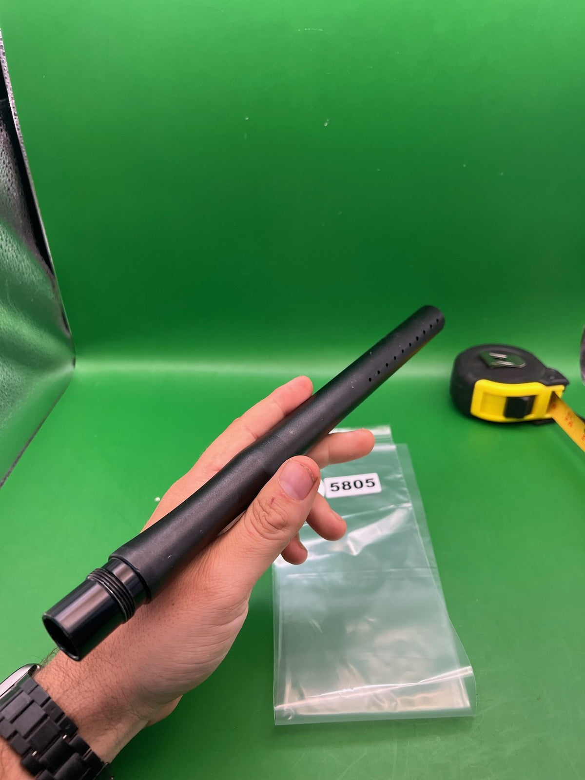 Autococker Barrel Back 14" .689 Black - used paintball barrel back - black