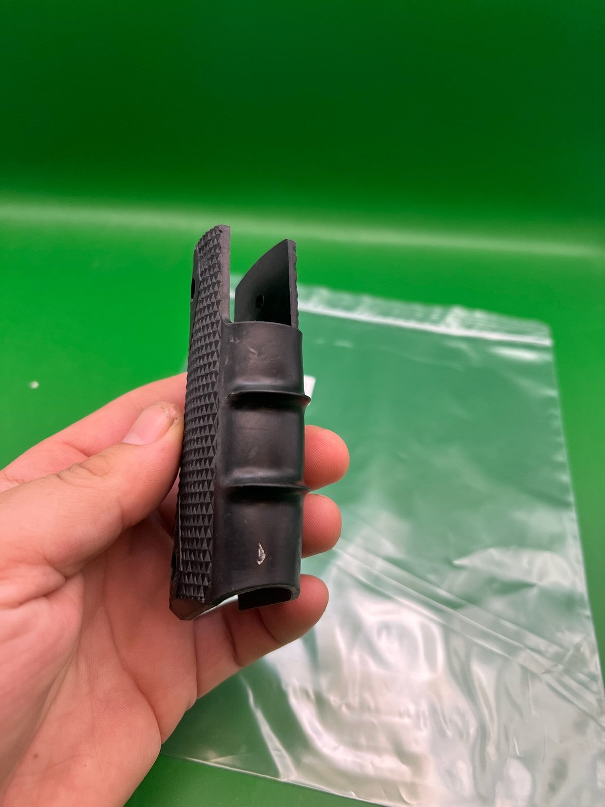 Smart Parts 1911 45 Style Grip Panels Black Rubber Checkered Diamond