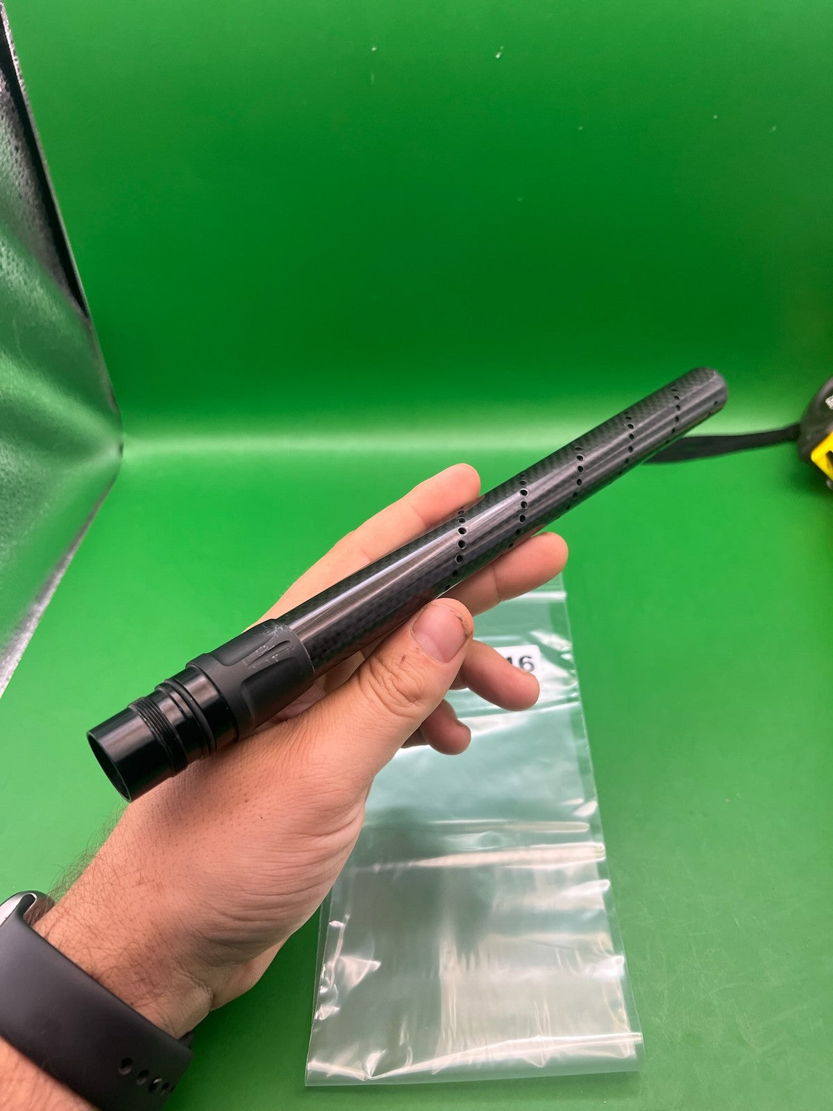 Carbon Fiber Barrel Tip 14" Autococker Black - used paintball barrel tip - black
