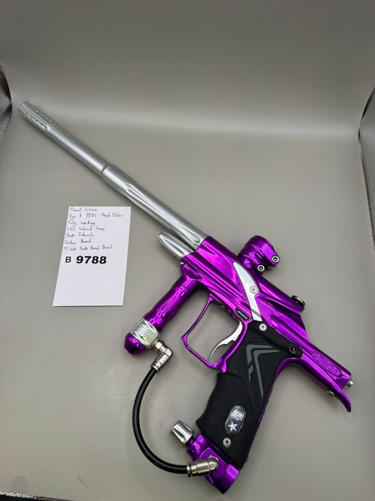 Planet Eclipse Ego 8 PEV's - Purple/Silver - Paintball Marker Fully Working
