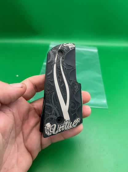 Virtue 1911 45 Style LCD Grip Panels Black Guns Style Destroy Edition