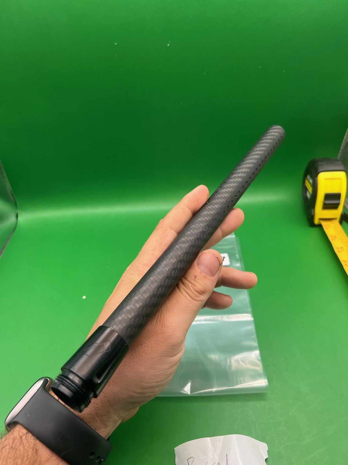 Deadlywind Carbon Fiber Barrel Tip 14" Black - uses DW Backs - used paintball barrel tip - black