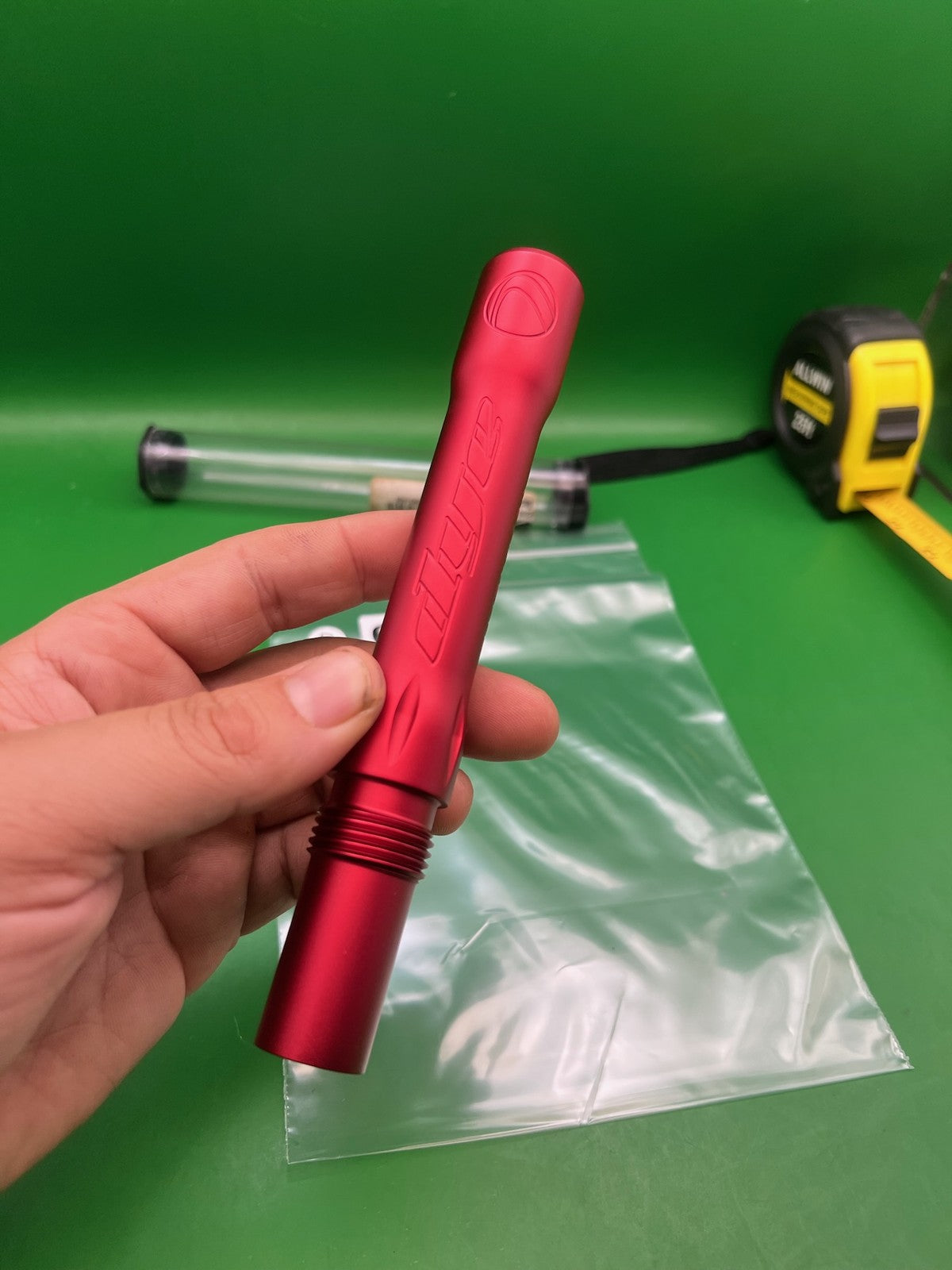 Dye Ultralite Barrel Back Red .692 Angel Threaded - used paintball barrel back - red anno