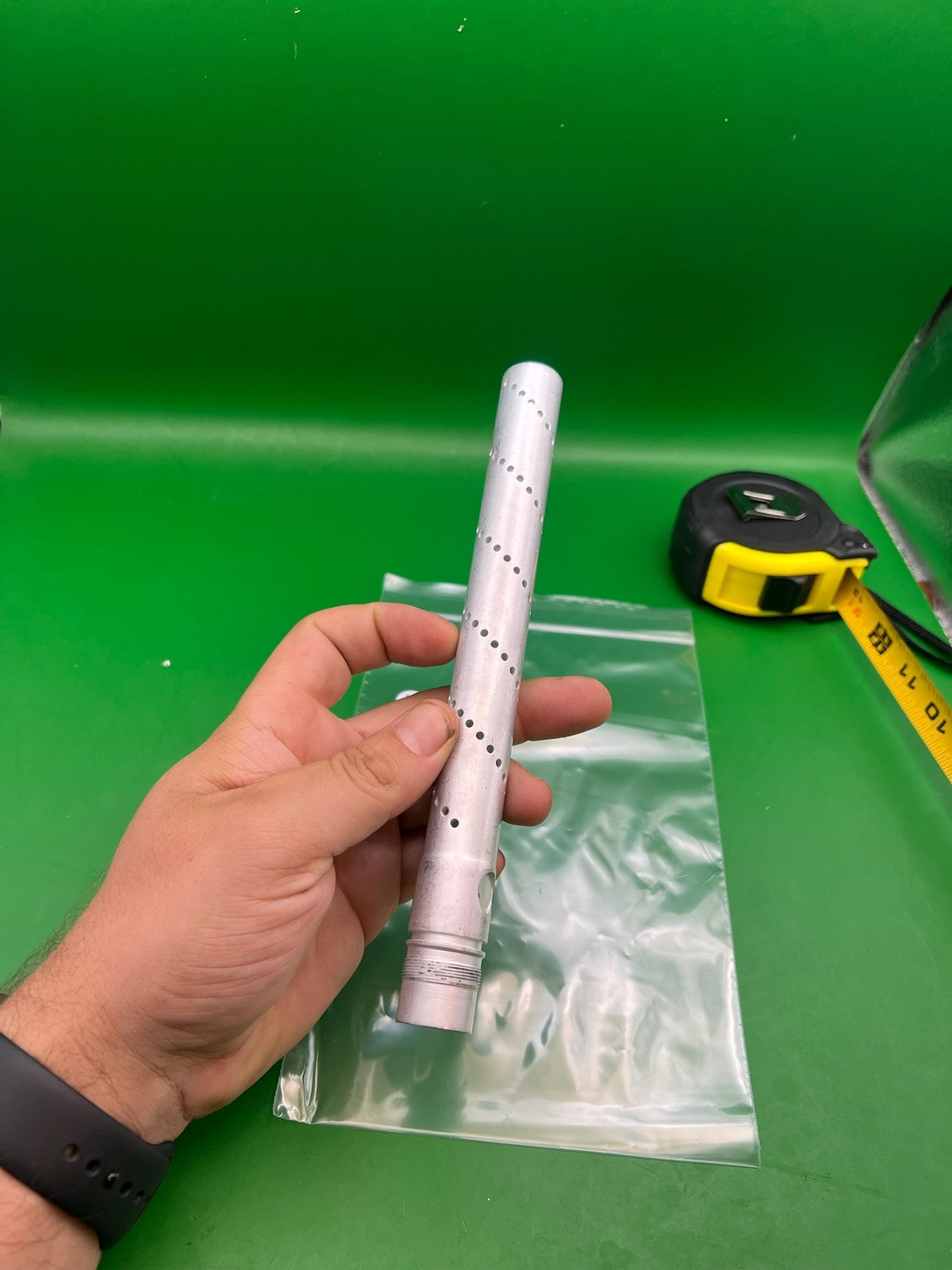 Raw Smart Parts Freak Tip - used paintball barrel tip - raw silver