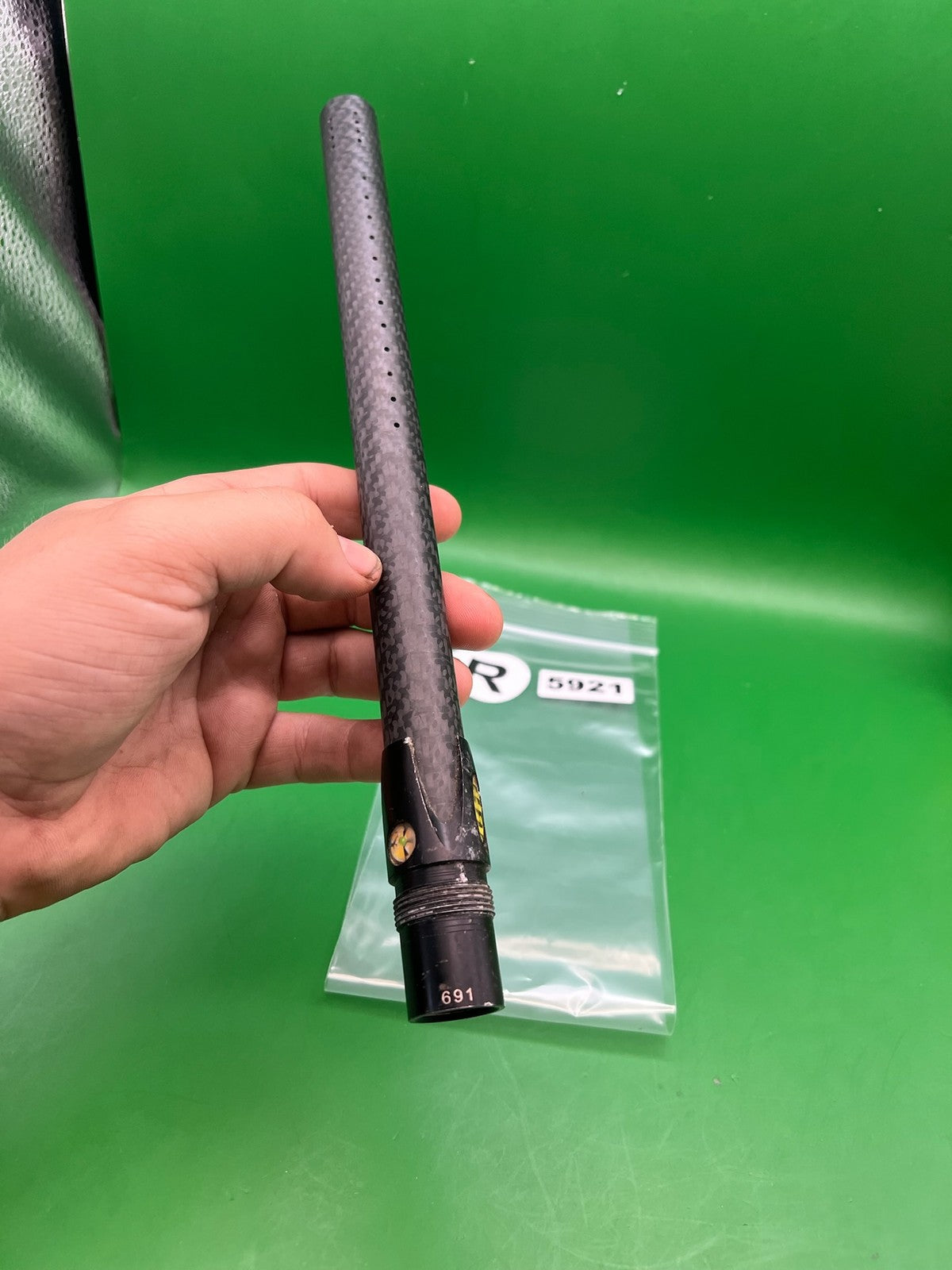 Stiffi Carbon Fiber Barrel Back 12" Autococker Black - used paintball barrel back - black