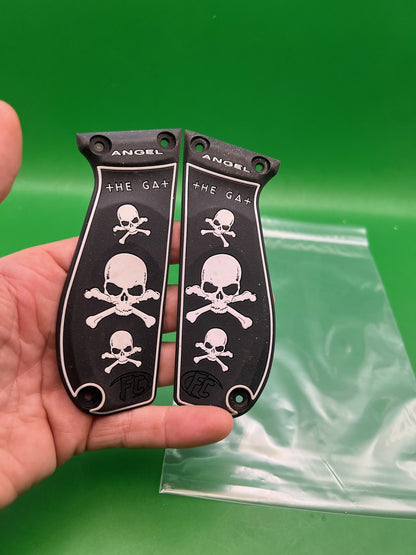 WDP Angel The Gat Skull Crossbones Grip Panels Black FC Logo Pair