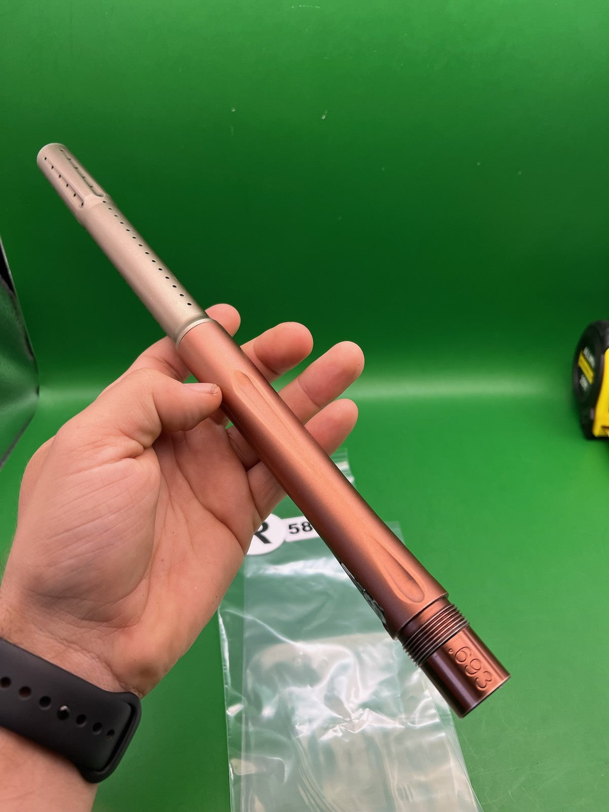 Planet Eclipse 2-Piece Barrel 14" .693 Copper/Rose Gold - used paintball barrel back, barrel tip - copper/rose gold