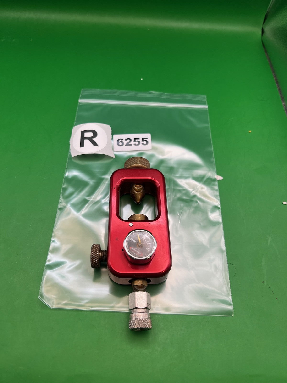 Bulldog Red Scuba Tank Adapter with Gauge Red - used paintball scuba tank adapter / fill station - red