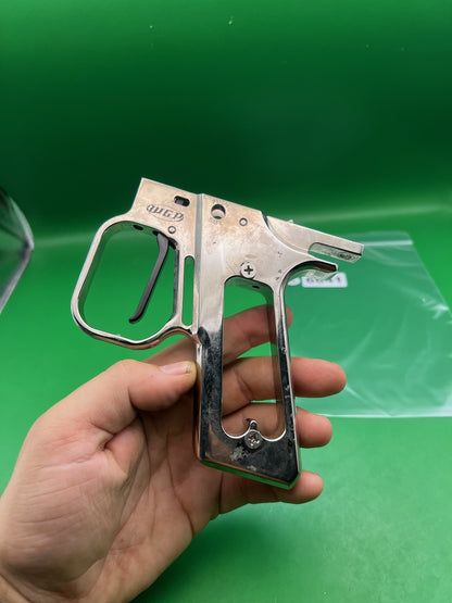 WGP Autcocker Hinge Frame - used paintball grip frame - silver/nickel