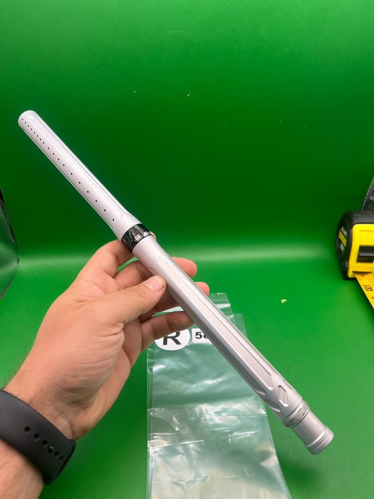 HK Autococker Barrel 14" .681 Silver - used paintball barrel - silver