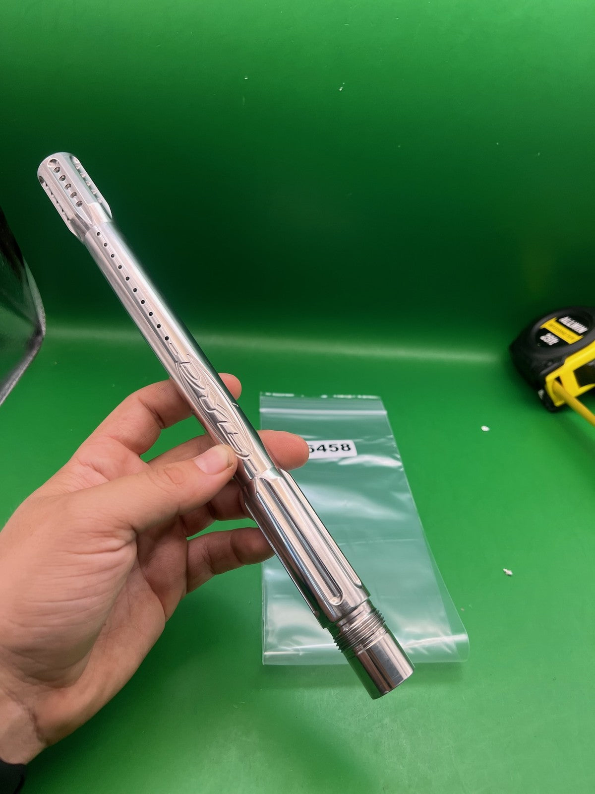 Autococker Dye SS Barrel - Check Thread - used paintball barrel - silver