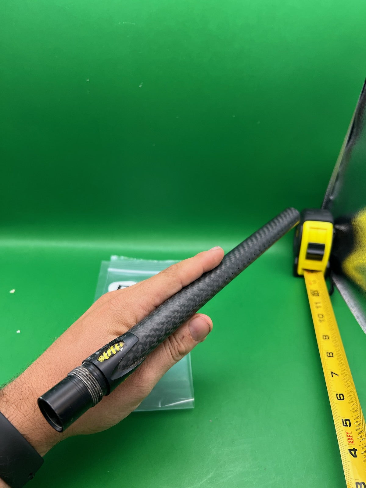 Stiffi Carbon Fiber Barrel Back 12" Autococker Black - used paintball barrel back - black
