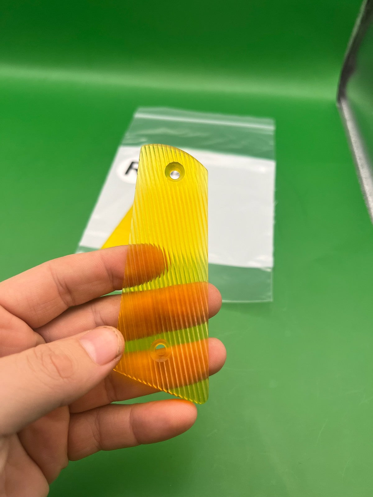 Vintage PB 1911 45 Style Split Grip Panels Yellow Clear Translucent Acrylic