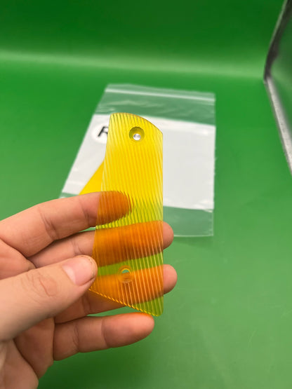 Vintage PB 1911 45 Style Split Grip Panels Yellow Clear Translucent Acrylic