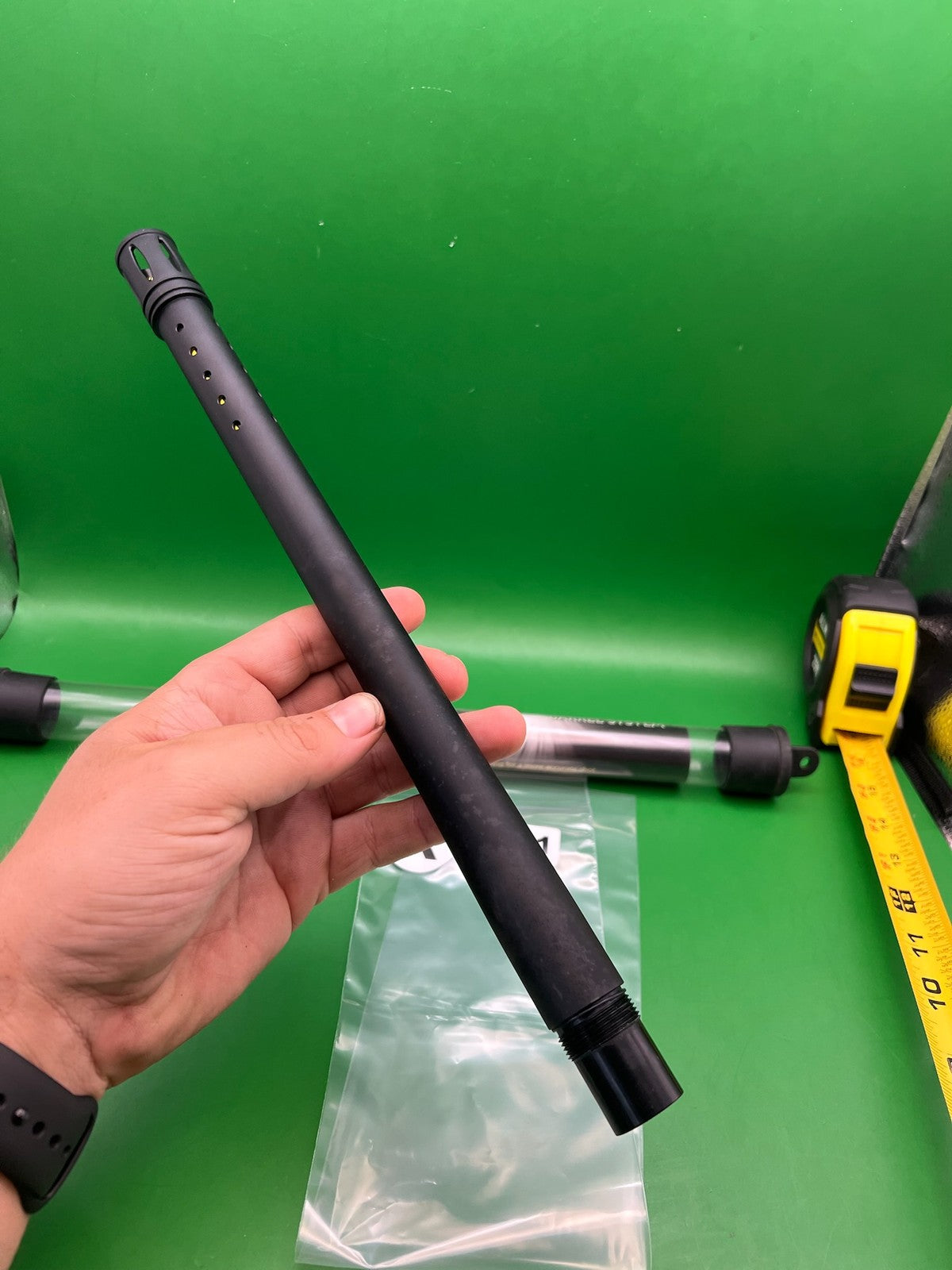 Autococker Complex Barrel System Barrel Back 14" .695 Black - used paintball barrel back - black