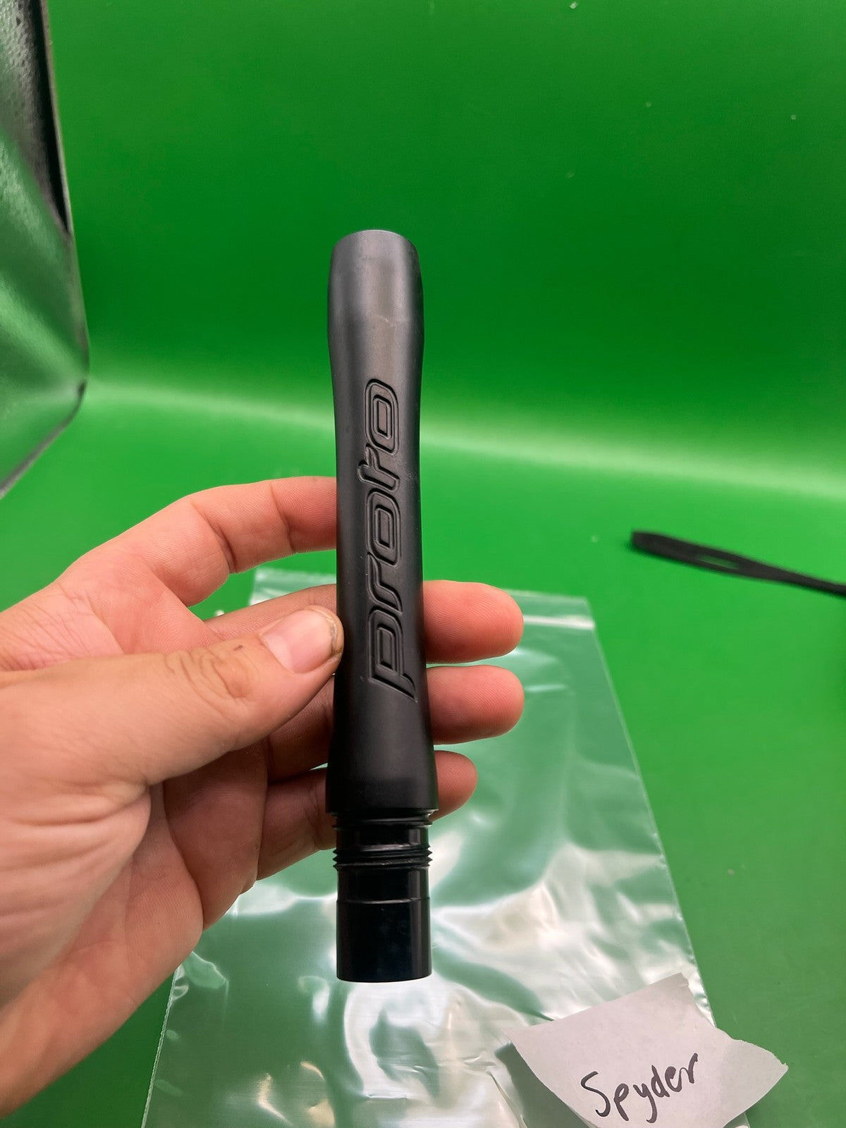 Proto Barrel Back Spyder Thread 8" .687 Black - used paintball barrel back - black