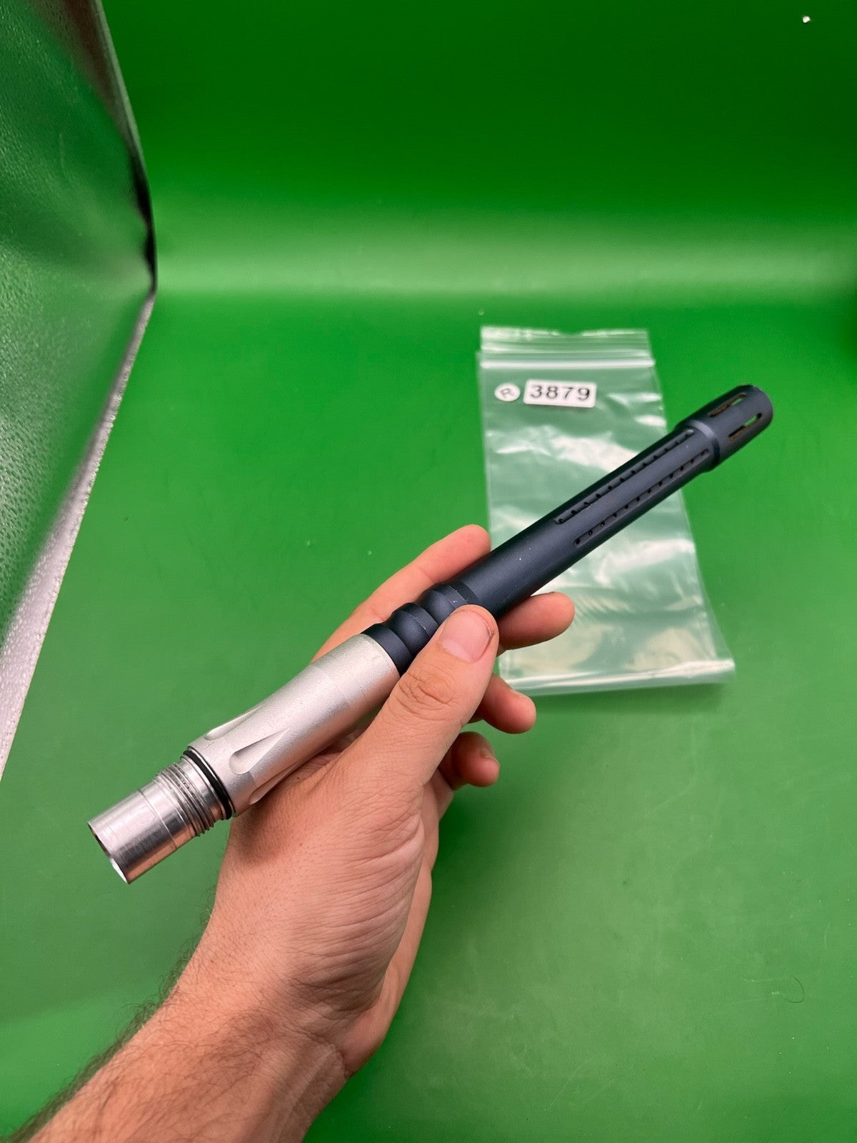 Paintball Barrel – Autococker Thread – .689 Bore – Two-Piece – Black/Silver