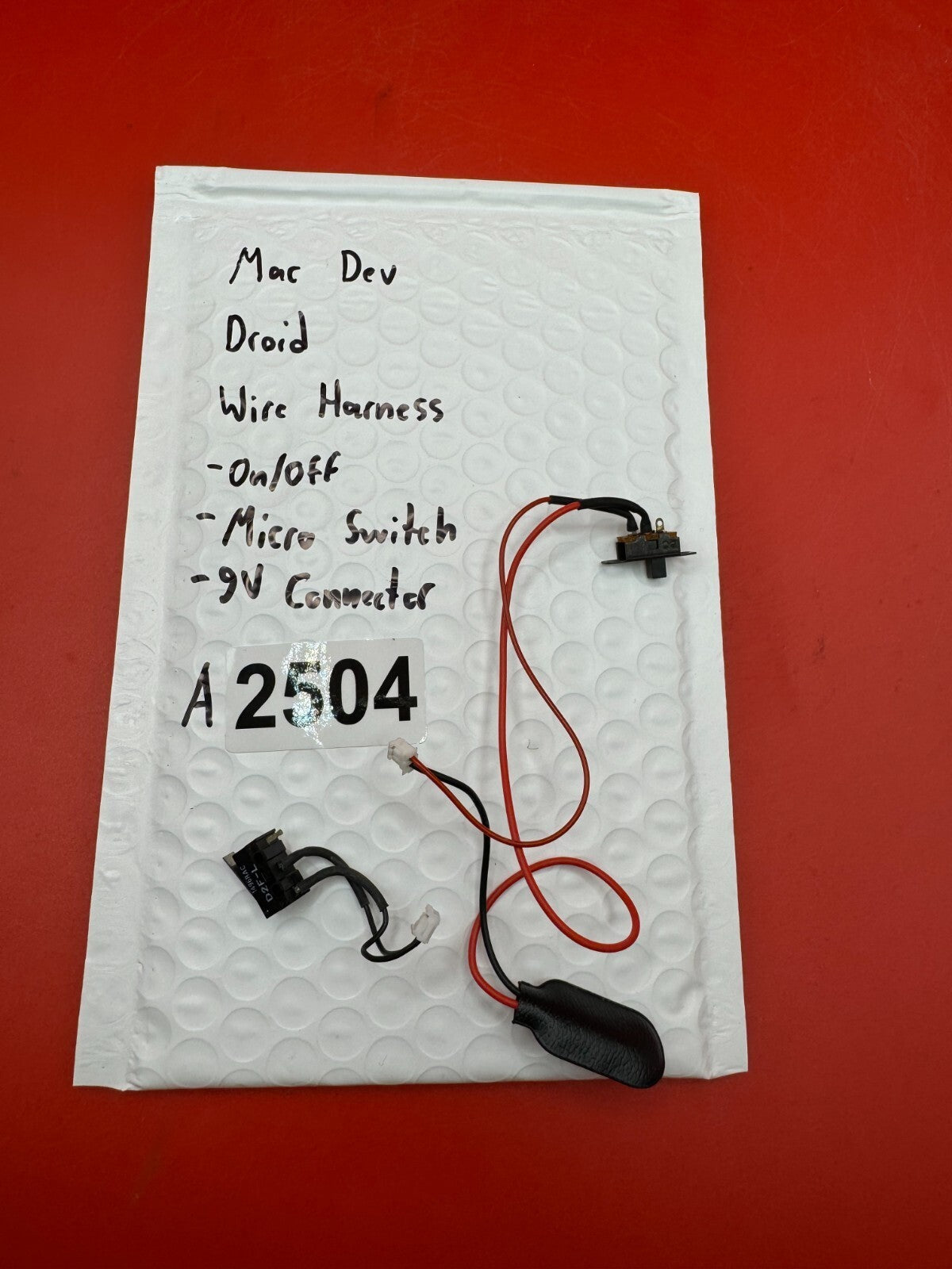 Mac Dev Droid Wire Harness  -On/Off -Micro Switch -9v Connector - used paintball wire harness - black/red