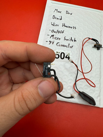Mac Dev Droid Wire Harness  -On/Off -Micro Switch -9v Connector