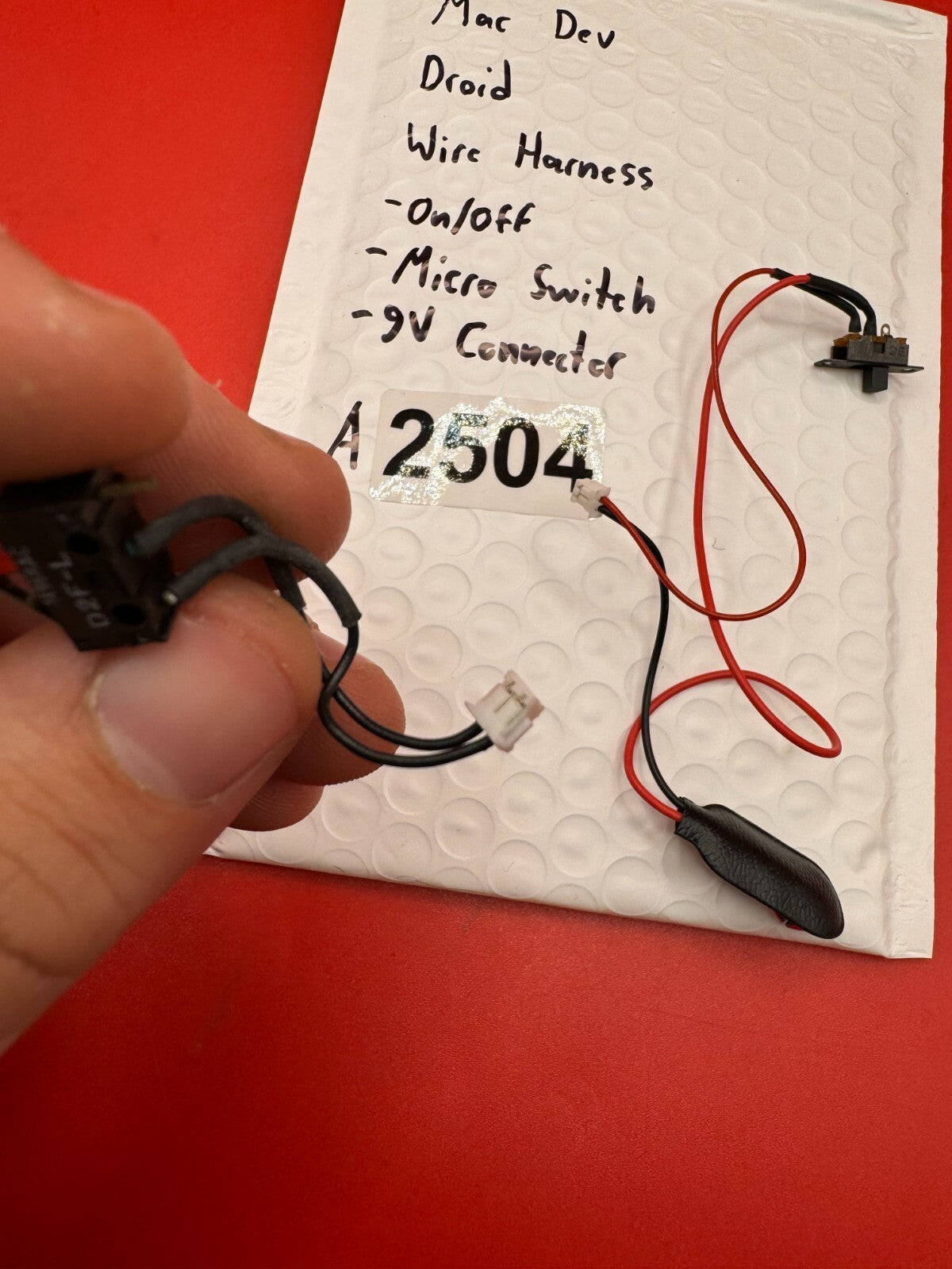 Mac Dev Droid Wire Harness  -On/Off -Micro Switch -9v Connector - used paintball wire harness - black/red