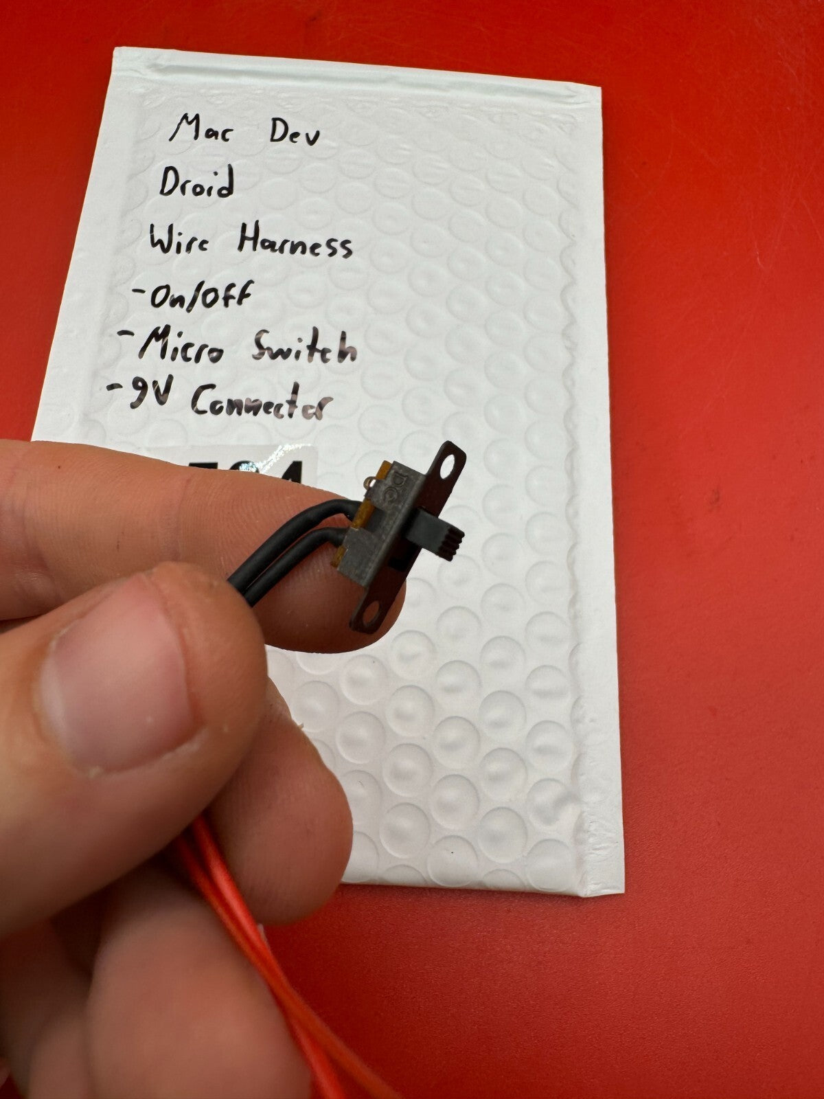 Mac Dev Droid Wire Harness  -On/Off -Micro Switch -9v Connector - used paintball wire harness - black/red