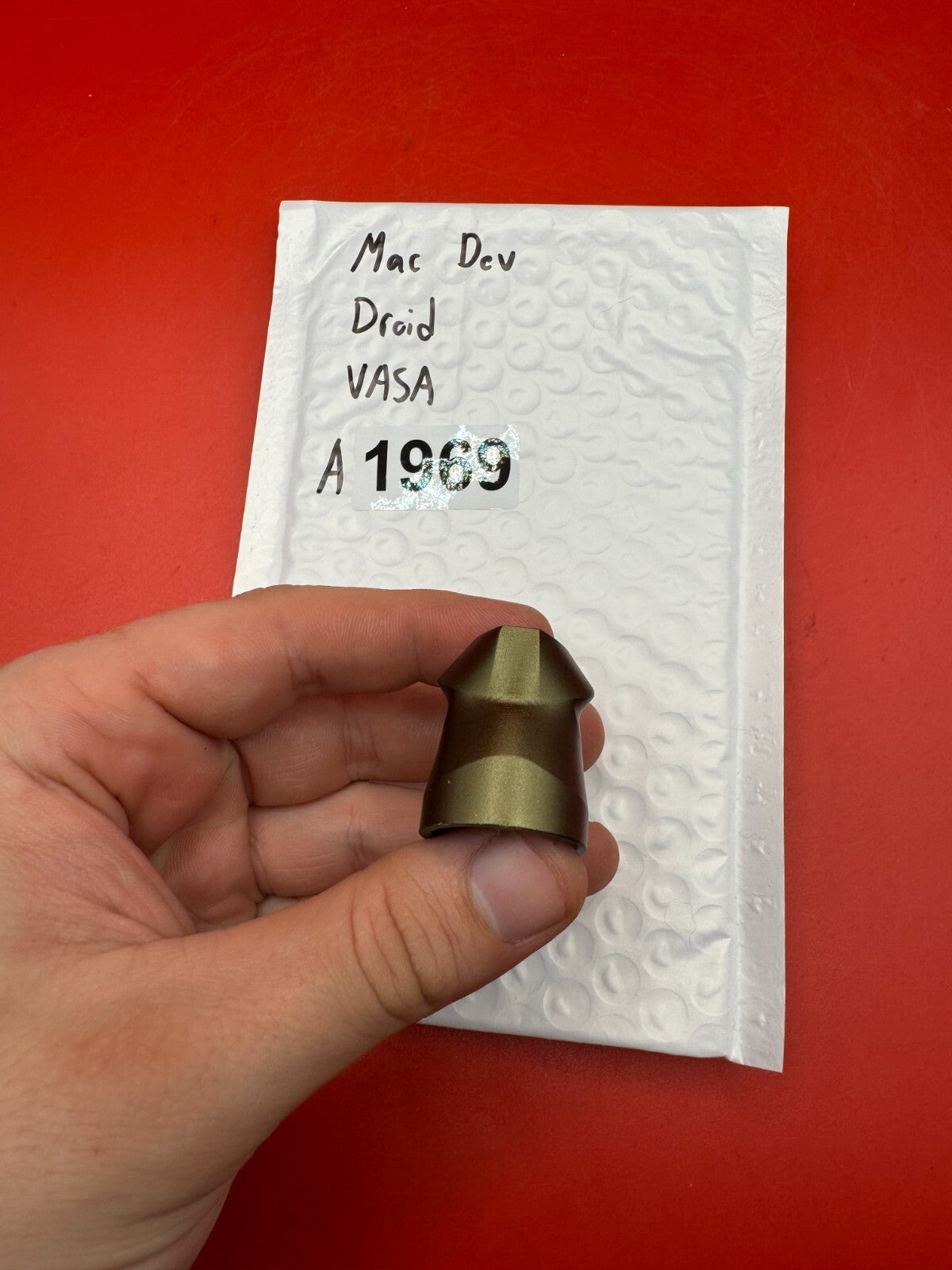 Mac Dev Droid VASA - used paintball vasa (velocity adjustment set assembly) / bolt tip cap - bronze ano