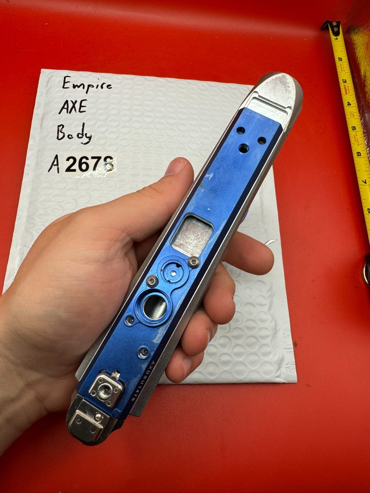 Empire Axe Body - used paintball body - silver/blue