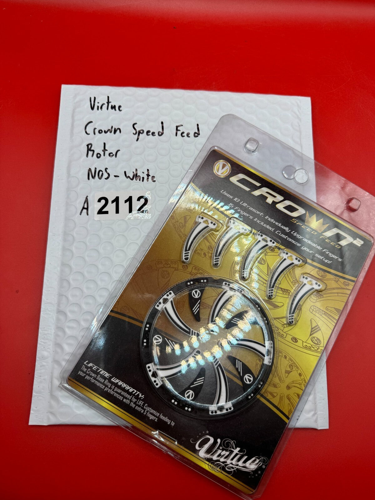 Virtue Crown Speed Feed Rotor  NOS-White - used paintball speed feed rotor - white/black