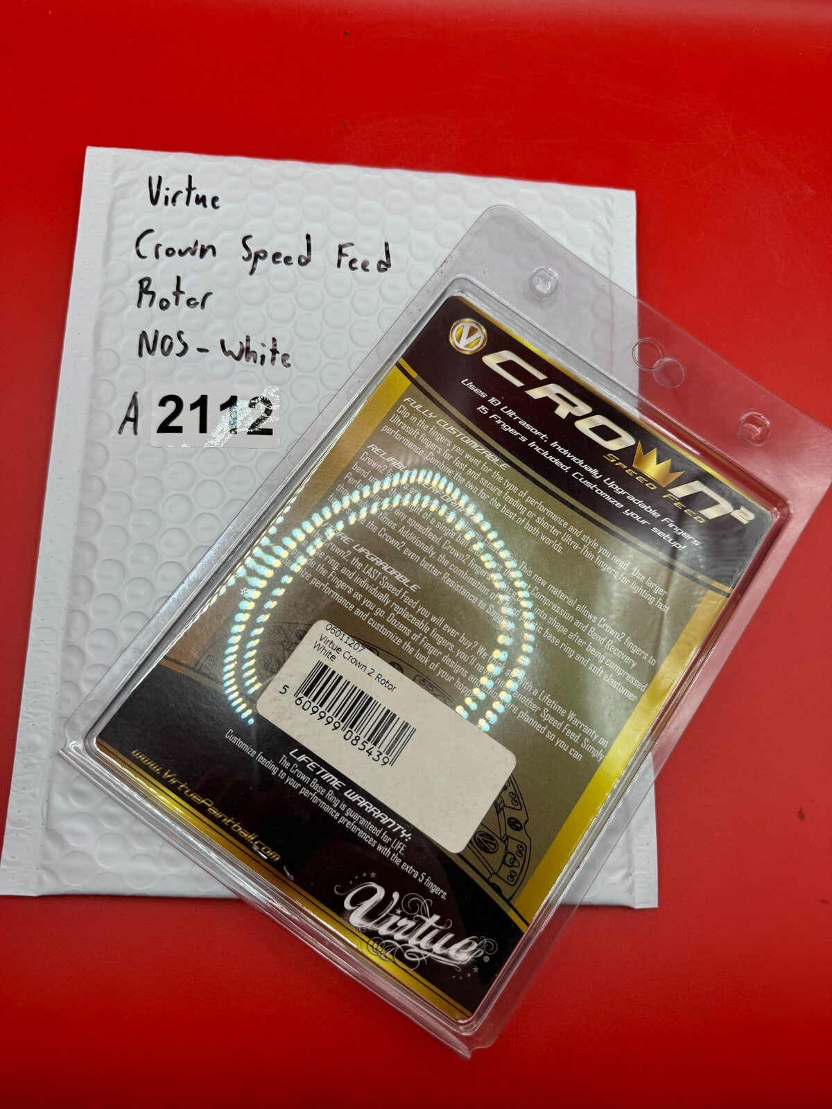Virtue Crown Speed Feed Rotor  NOS-White - used paintball speed feed rotor - white/black