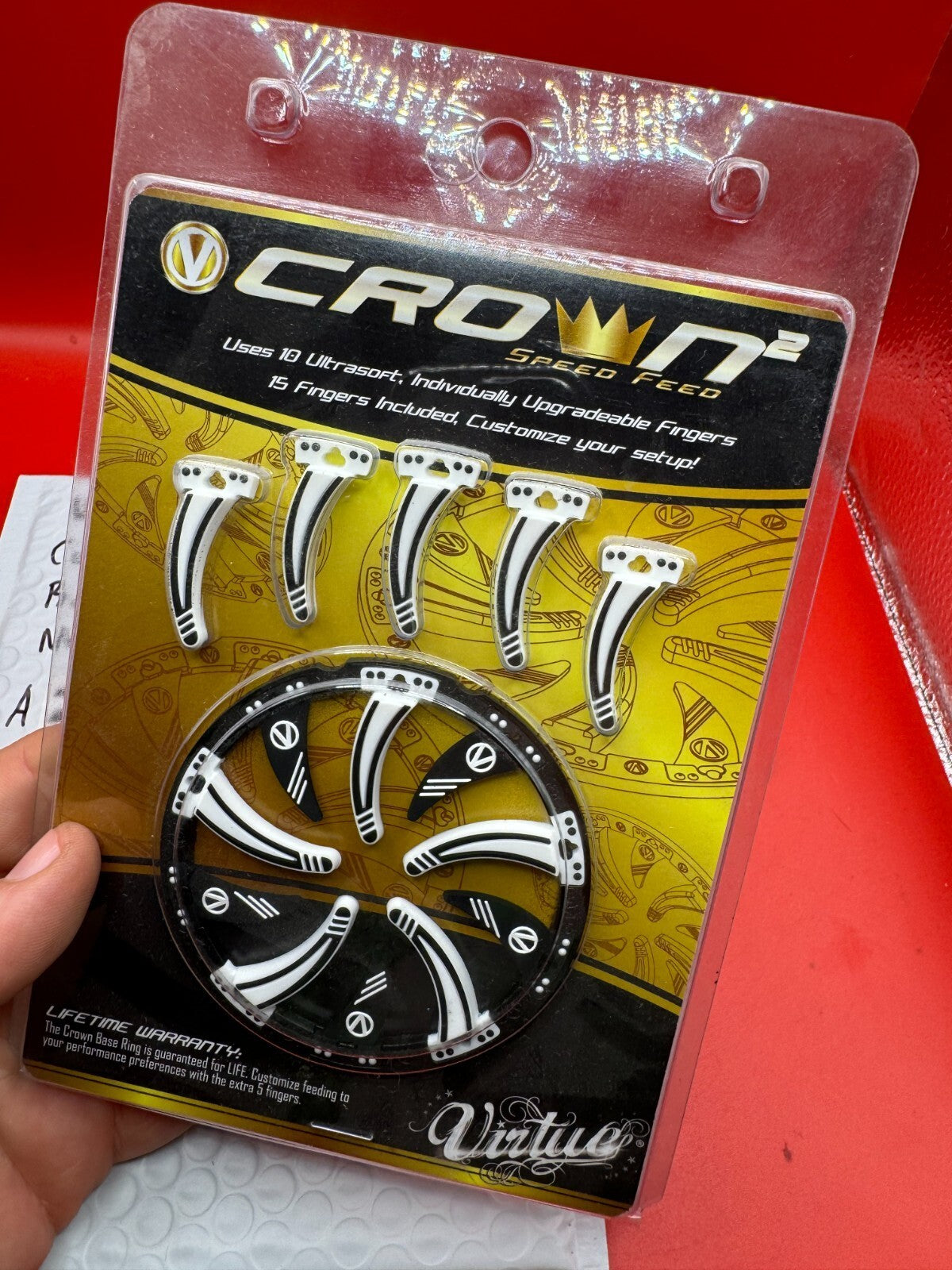 Virtue Crown Speed Feed Rotor  NOS-White - used paintball speed feed rotor - white/black