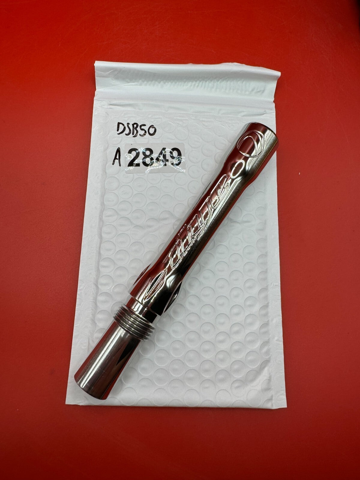 Dye SS Angel Threaded .688 Paintball Barrel Back - used paintball barrel back - silver / polished stainless
