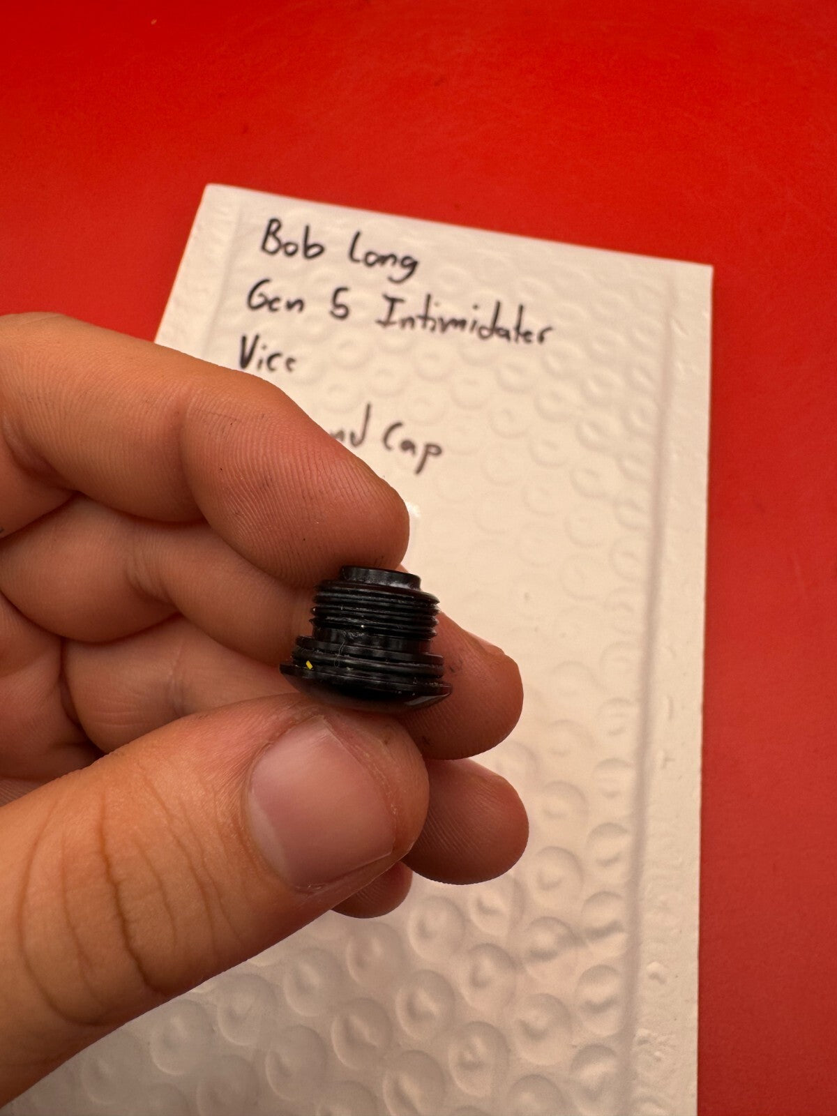 Bob Long Gen 5 Intimidator Vice Ram and Cap - used paintball ram and cap - black/silver