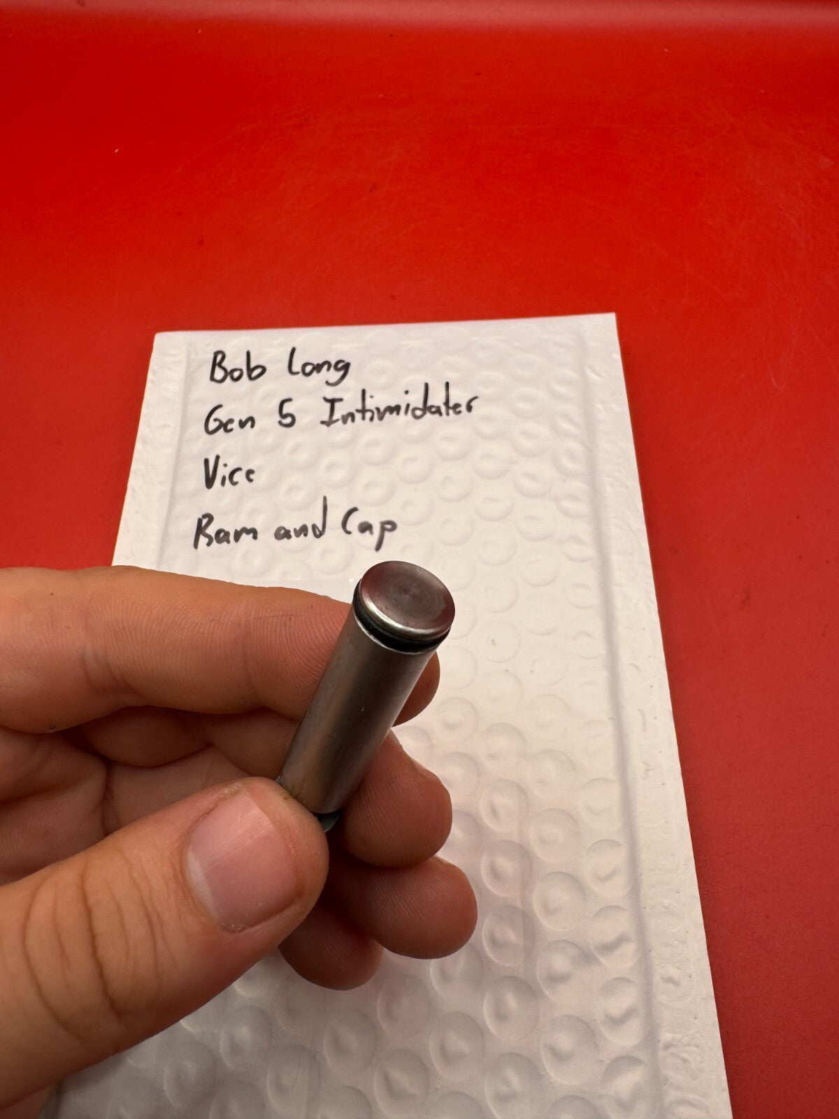 Bob Long Gen 5 Intimidator Vice Ram and Cap - used paintball ram and cap - black/silver