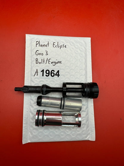 Planet Eclipse Geo 3 Bolt/Engine - used paintball bolt/engine assembly - black/silver