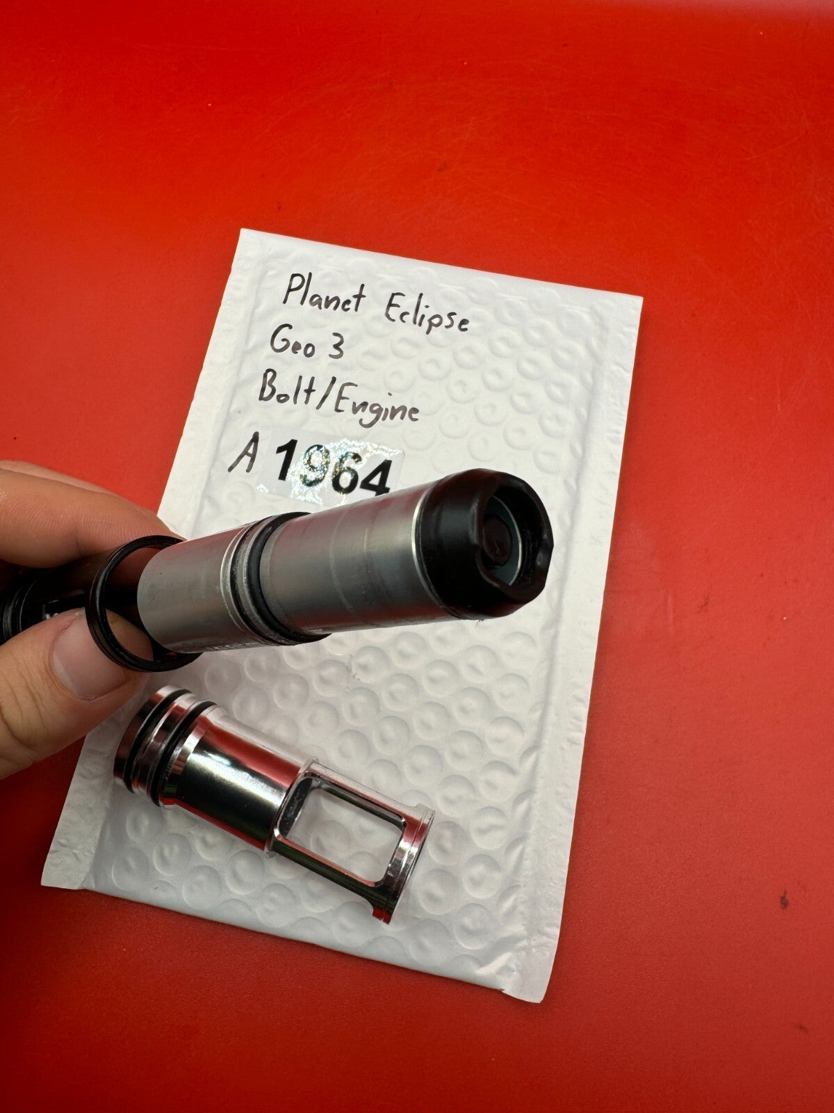 Planet Eclipse Geo 3 Bolt/Engine - used paintball bolt/engine assembly - black/silver