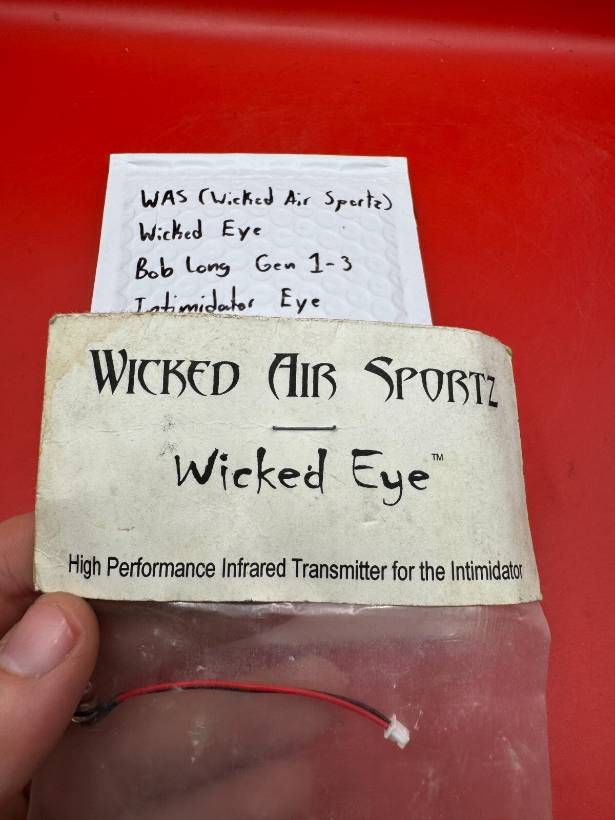 WAS (Wicked Air Sportz) Wicked Eye Bob Long Gen 1-3 Intimidator Eye - used paintball eye (infrared transmitter) - black/red