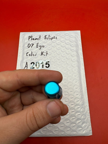 Planet Eclipse 07 Ego Color Kit - used paintball color kit (trigger, lpr cap, asa thumb screw) - teal anno