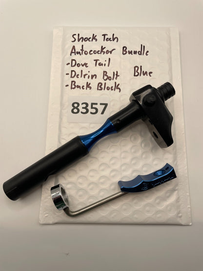 Shock Tech Autococker Bundle Blue -Dove Tail -Delrin Bolt -Back Block