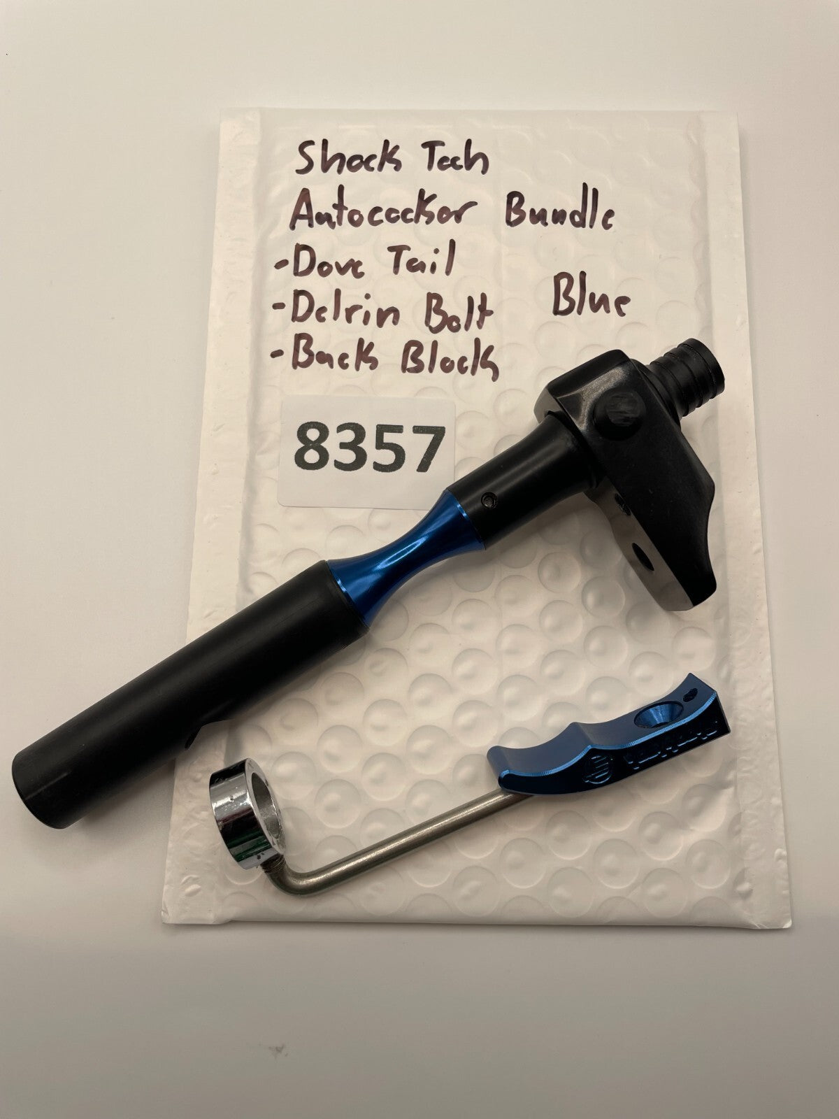 Shock Tech Autococker Bundle Blue -Dove Tail -Delrin Bolt -Back Block
