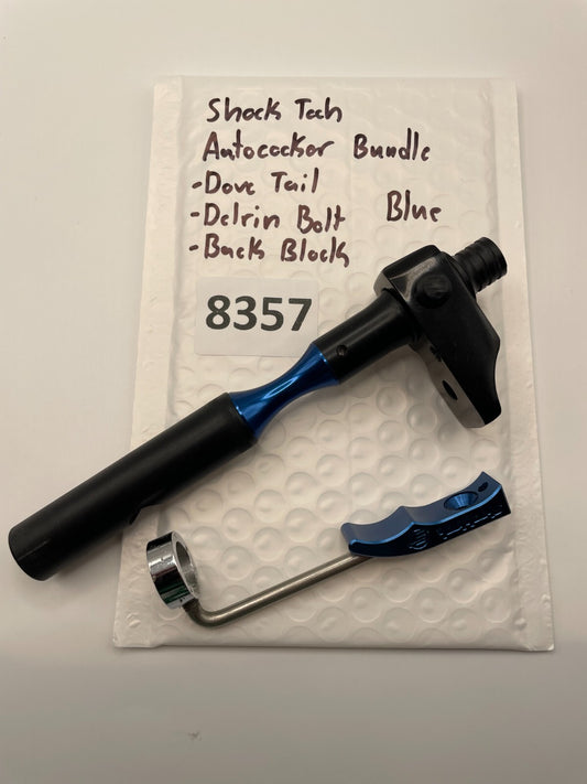 Shock Tech Autococker Bundle Blue -Dove Tail -Delrin Bolt -Back Block