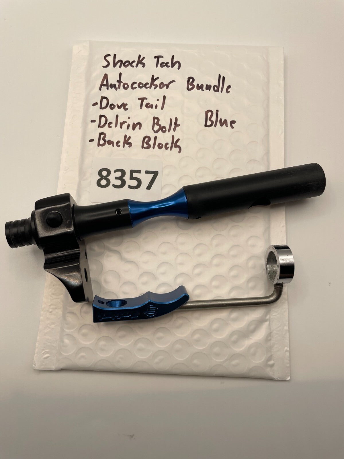 Shock Tech Autococker Bundle Blue -Dove Tail -Delrin Bolt -Back Block
