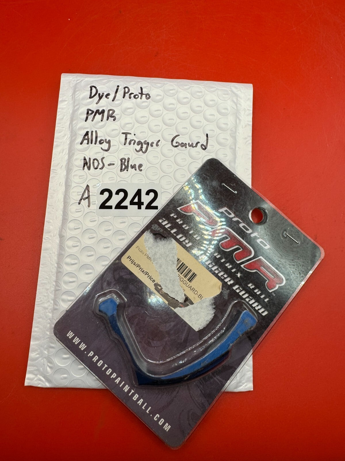 Dye/Proto PMR Alloy Trigger Guard NOS-Blue - used paintball trigger guard - blue anno