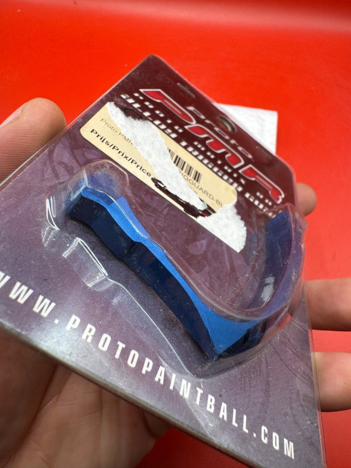 Dye/Proto PMR Alloy Trigger Guard NOS-Blue - used paintball trigger guard - blue anno