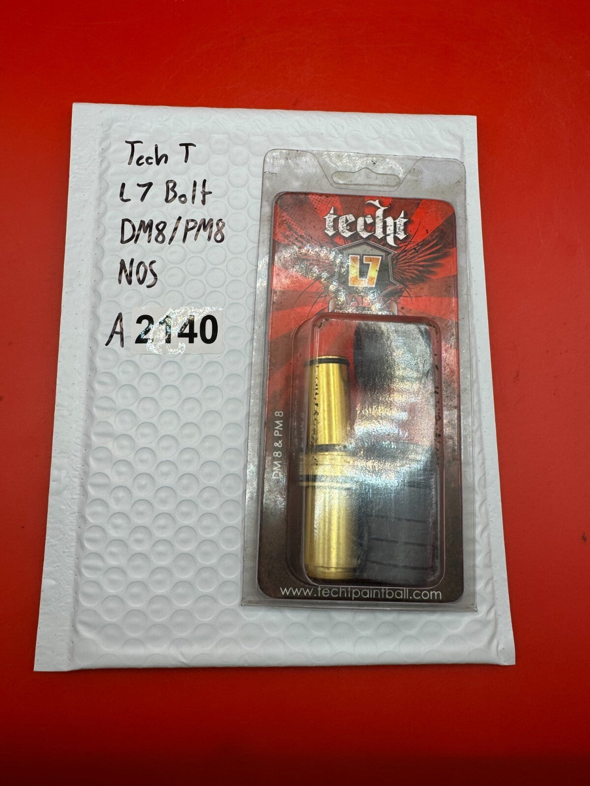 Tech T L7 Bolt DM8/PM8 NOS - used paintball bolt - gold/black