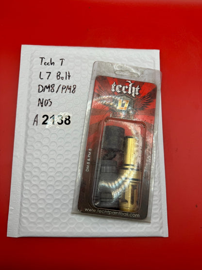 Tech T L7 Bolt DM8/PM8 NOS - used paintball bolt - gold/black