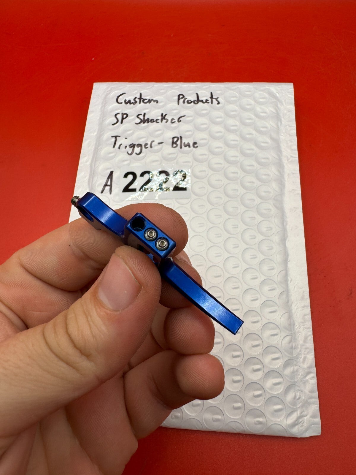 Custom Products SP Shocker Trigger-Blue - used paintball trigger - blue
