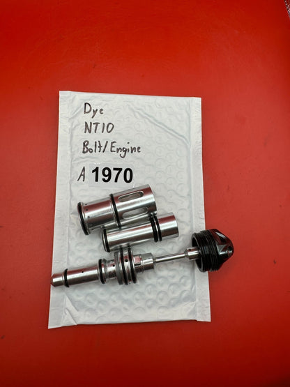 Dye NT10 Bolt/Engine - used paintball bolt/engine assembly - black/silver